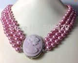 Purple Freshwater Pearl Shell Necklace 17''-19''