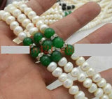 Freshwater Pearl & Multicolor Jade Beads Necklace 18''