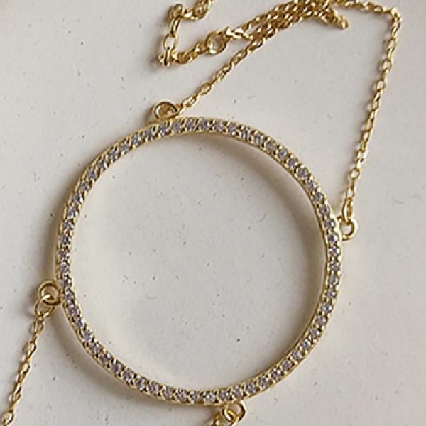 925 Silver Zircon Link Chain Bracelet Fine Jewelry