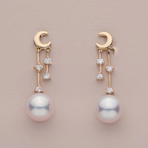 925 Silver Zircon Pearl Tassel Moon Earrings Women