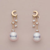 925 Silver Zircon Pearl Tassel Moon Earrings Women