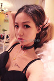Leather Heart Choker with Sweet Bowknot Charm