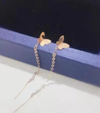 18k Butterfly Earrings Long Drop Two Colours AU750 Jewelry