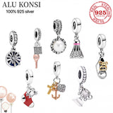 Real 925 Sterling Silver Lock Shoes Pando Pendant Beads for Women