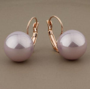 Big Shell Pearl Drop Earrings Silver - Women Gift