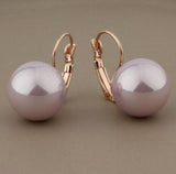 Big Shell Pearl Drop Earrings Silver - Women Gift