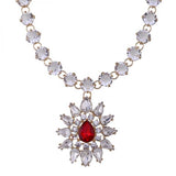 KAYMEN Flower Pendant Necklace Rhinestones Crystals Statement Jewelry