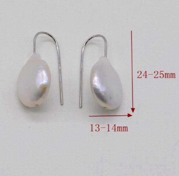 Coin Baroque Real Freshwater Pearl Earrings 925 Sterling Silver Hook Style