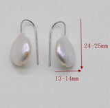 Coin Baroque Real Freshwater Pearl Earrings 925 Sterling Silver Hook Style