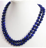 Egyptian Lapis Lazuli Chalcedony Stone Bead Necklace 32in