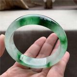 Zheru Jewelry Natural Burmese Jade Green Two-Color Bracelet 54-64mm