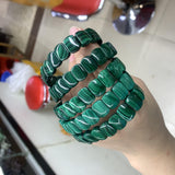 Malachite Stone Beads Bracelet Natural Gemstone Bangle Fine Jewelry for Woman
