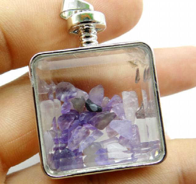 Opal Quartz Turquoises Lapis Gravel Stone Glass Pendant DIY Jewelry 10pcs