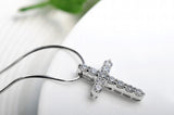 Cross Necklace 925 Sterling Silver Women Crystal CZ Pendants Necklace