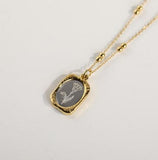 Vintage Magic Mirror Rose Flower Pendant Necklace