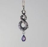 Vintage Forest Snake Leaf Necklace For Women - Amethyst Pendant Necklace