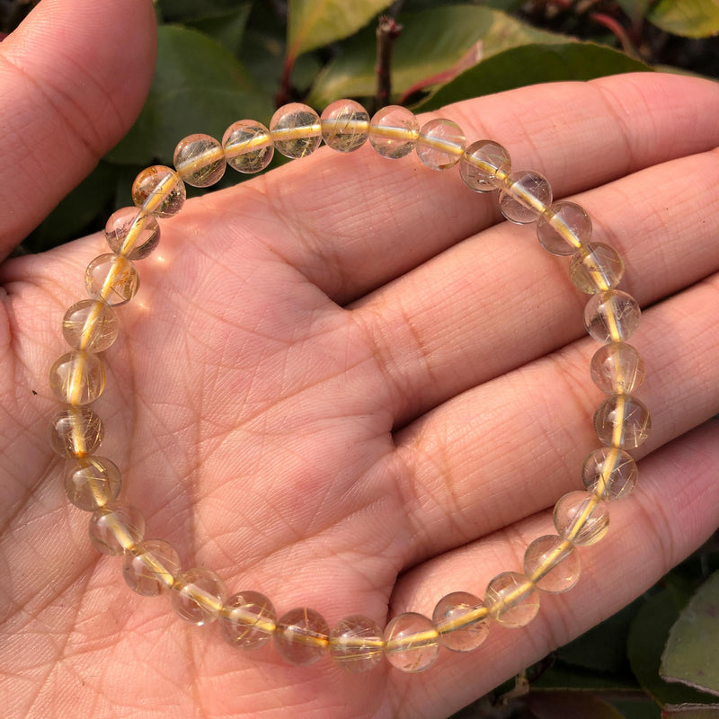 Fengbaowu Rutilated Quartz Bracelet Crystal Healing Stone High Women Jewelry