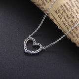 925 Silver Colorful Heart Zircon Pendant Necklace Romantic Jewelry