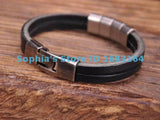 G117 Metal Clasp Surfer Leather Mens Wristband Cuff