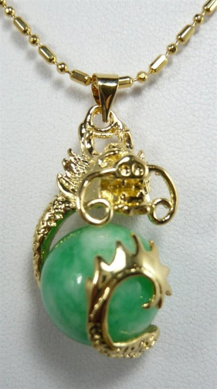 Chinese Dragon Pendant Jewelry 12mm Light Green