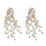 Vintage Simulated Pearls Earrings Crystal Statement Dangle Drop Earring
