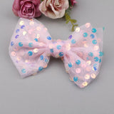 Sequin Beads Decorated Lace Chiffon Fabric Ribbon Bow Patch Stickers