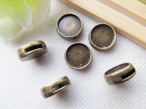 100pcs Round Bracelet/Necklace Slider Beads, Base Setting Tray Bezel