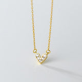 925 Silver Zircon Heart Pendant Choker Necklace Women Jewelry