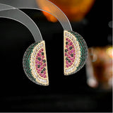 Zircon Inlaid Watermelon Earrings, Sweet Fairy Jewelry