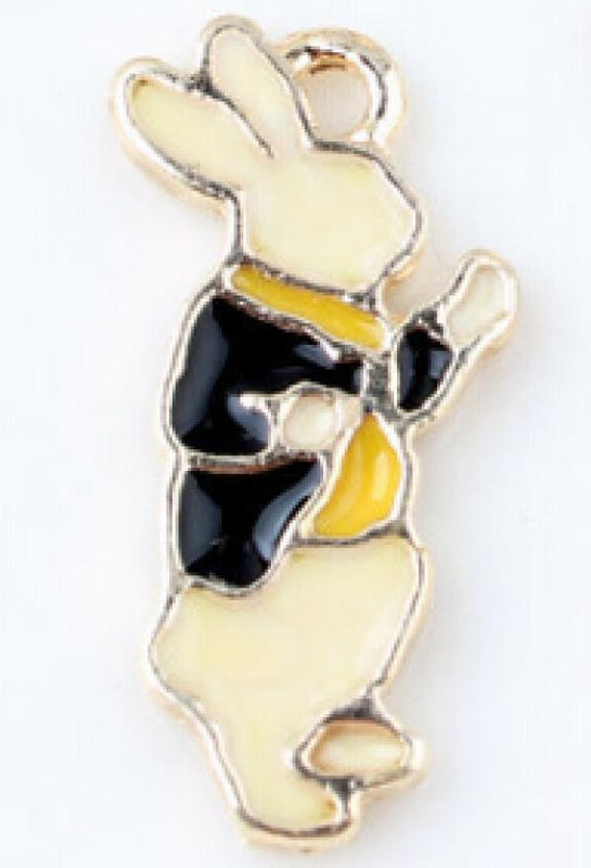100Pcs 10*20Mm Enamel Alloy Mr Rabbit Alice Charms Pendant