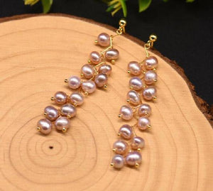 Lavender Freshwater Pearls Stud Earrings S925 Silver Fine Jewelry