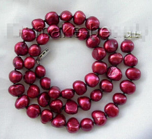 8mm Baroque Wine Red Freshwater Cultured Pearl Necklace 18inch