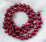 8mm Baroque Wine Red Freshwater Cultured Pearl Necklace 18inch