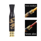 Ebony Carving Dragon Smoke Pipe Bit Straight Filter Wooden Tobacco Holder