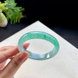Zheru Jewelry Natural Burmese Jadeite Light Green 54mm-64mm Bracelet
