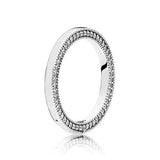 Women Silver Rings Jewelry Logo Signature Crystal Heart Pendant Ring