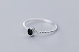 925 Silver Oval Agate Pink Quartz Stone Finger's Ring Women's
