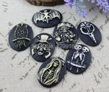 Flat Back Resin Mixed Pattern Cameos Cabochons For Jewelry 30x39mm