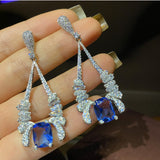 Square Diamond Butterfly Earrings with Zircon