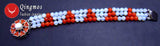 Qingmos Opal & Red Jade 3 Strands Bracelet 8''