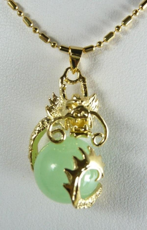 Chinese Green Jade Dragon Pendant 12mm - Fine Jewelry