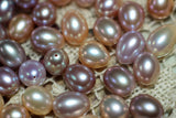 Freshwater Pearl Pink/Purple Rice Beads 10-11mm Half Hole Earrings DIY Jewelry