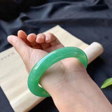 Natural Burmese Green Round Bar Jade 54-64mm Bangle