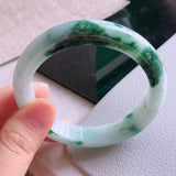 Zheru Jewelry Natural Light Green Two-Color Burmese Jadeite Bracelet 54mm-64mm