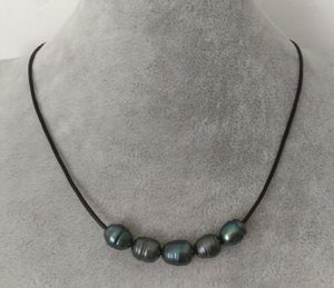 Gray Freshwater Pearl Necklace 17in Rhinestone Clasp