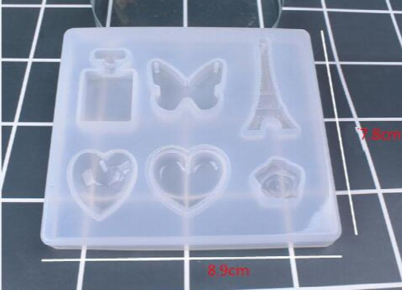6 Silicone Resin Molds Variety Pendant Tower Alphabet Button Making