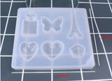 6 Silicone Resin Molds Variety Pendant Tower Alphabet Button Making