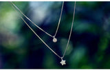 925 Silver Star Double Deck Necklaces & Pendants - Women Lady Gift
