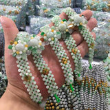 Chinese Jade Jadeite Sunflower Beads Bracelet Charm Jewellery