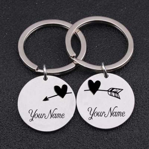 2Pcs Couple Keychain Boyfriend Girlfriend Valentines Gift